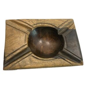 Rare MCM Vintage 1960's‎ Hardwood Wood Ashtray 6.5" x 4.5"